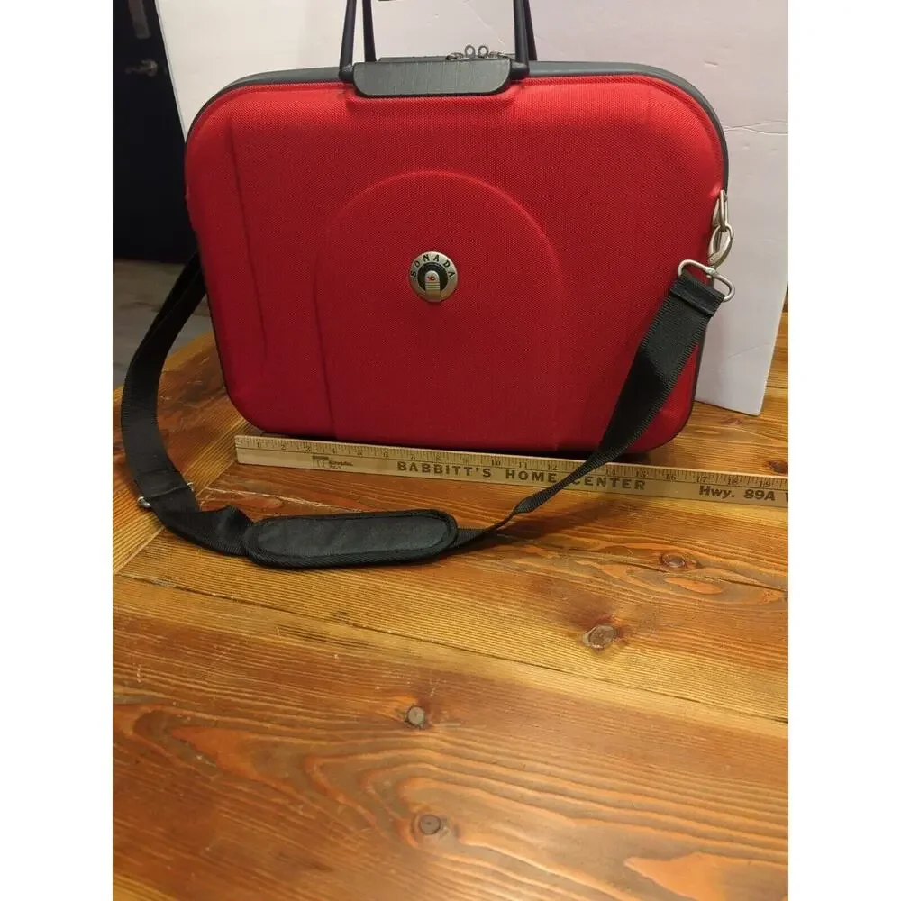 Classic Sonada Hardside Laptop Case Red And Black With Shoulder Strap